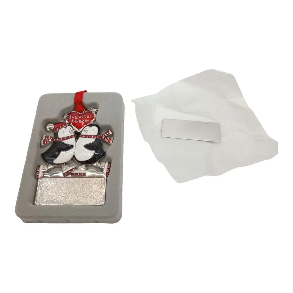 Things Remembered Christmas Ornament Penguin Couple Together Hangable Engravable